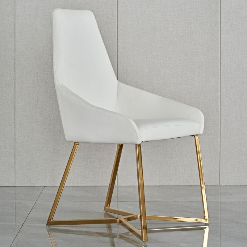 Altona white PVC dining chair with gold criss cross legs