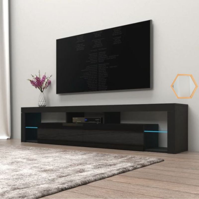 Youngtown 200cm Entertainment Unit, Black Gloss
