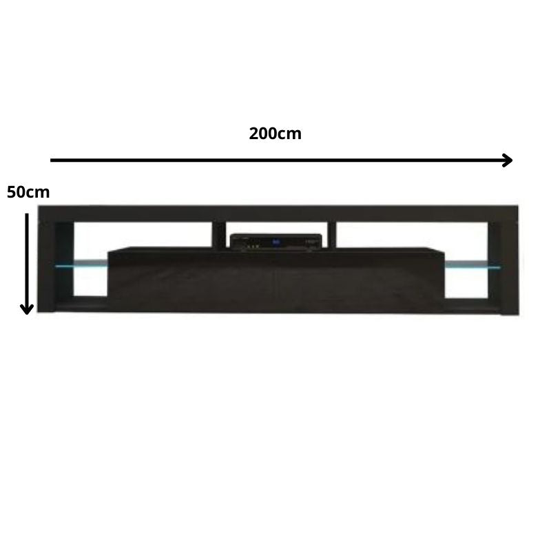 Youngtown 200cm Entertainment Unit, Black Gloss