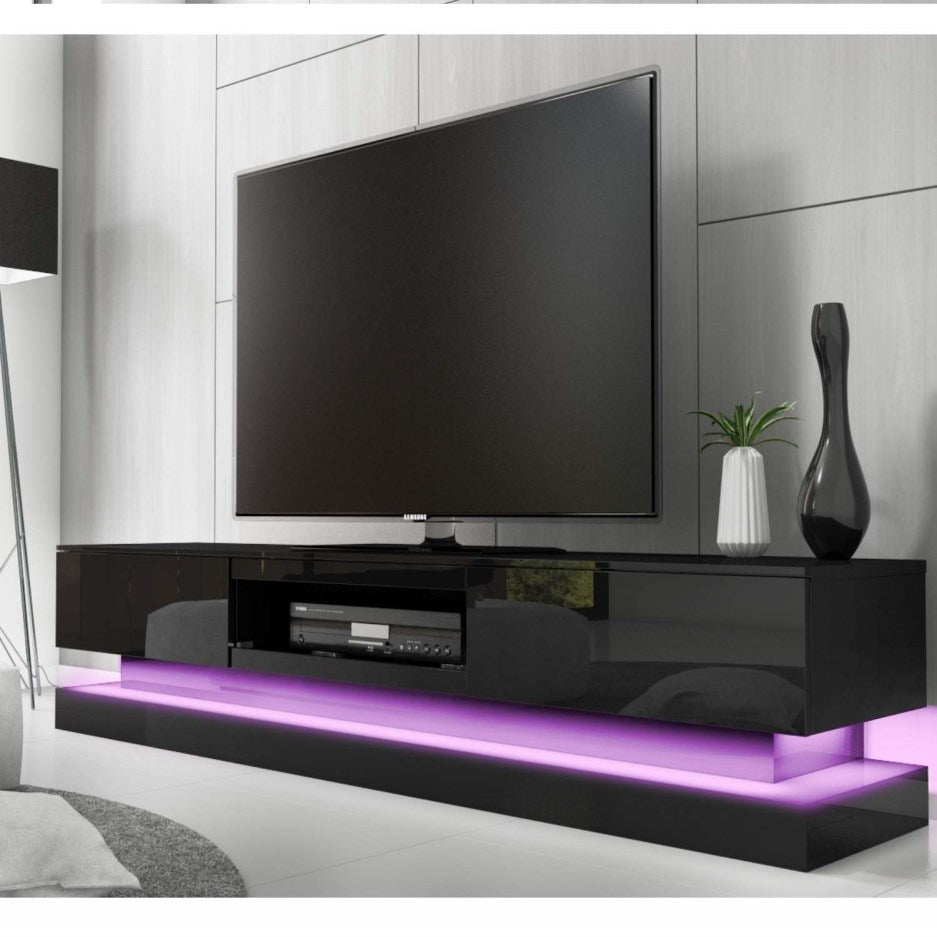 Weymouth 220cm Entertainment Unit, Black Gloss