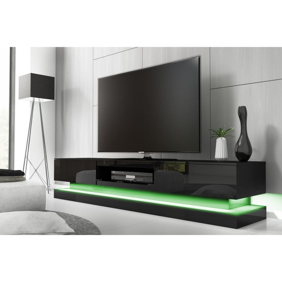 Weymouth 220cm Entertainment Unit, Black Gloss