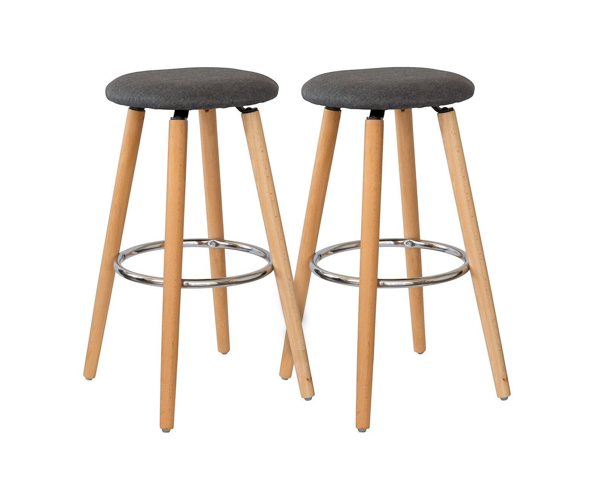 Mentone grey padded bar stool with cotton seat and steel frame in a modern kitchen