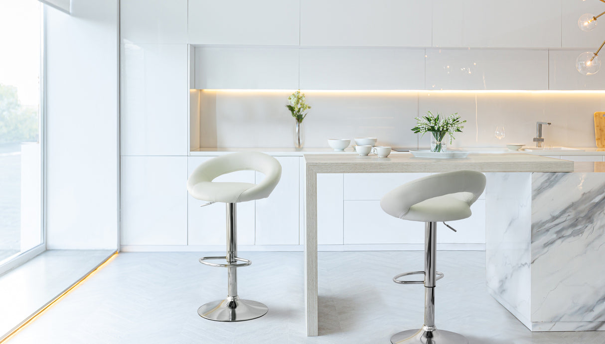 Curve Leather Barstools - Set of Two