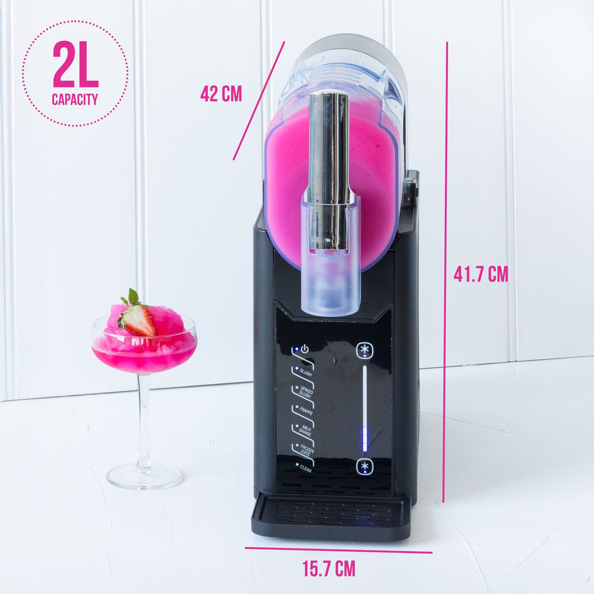 Control panel showing the five preset programs on the slushie maker