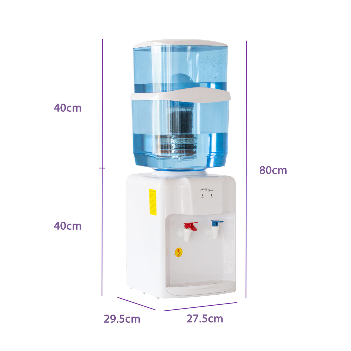 Glass being filled with chilled water from the benchtop dispenser