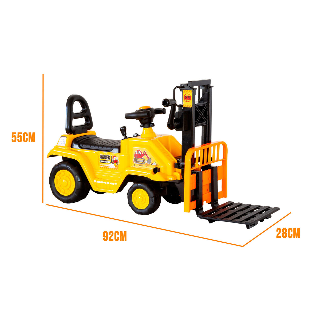 Kids Ride On Forklift with Working Mast Lift and Pallet Yellow