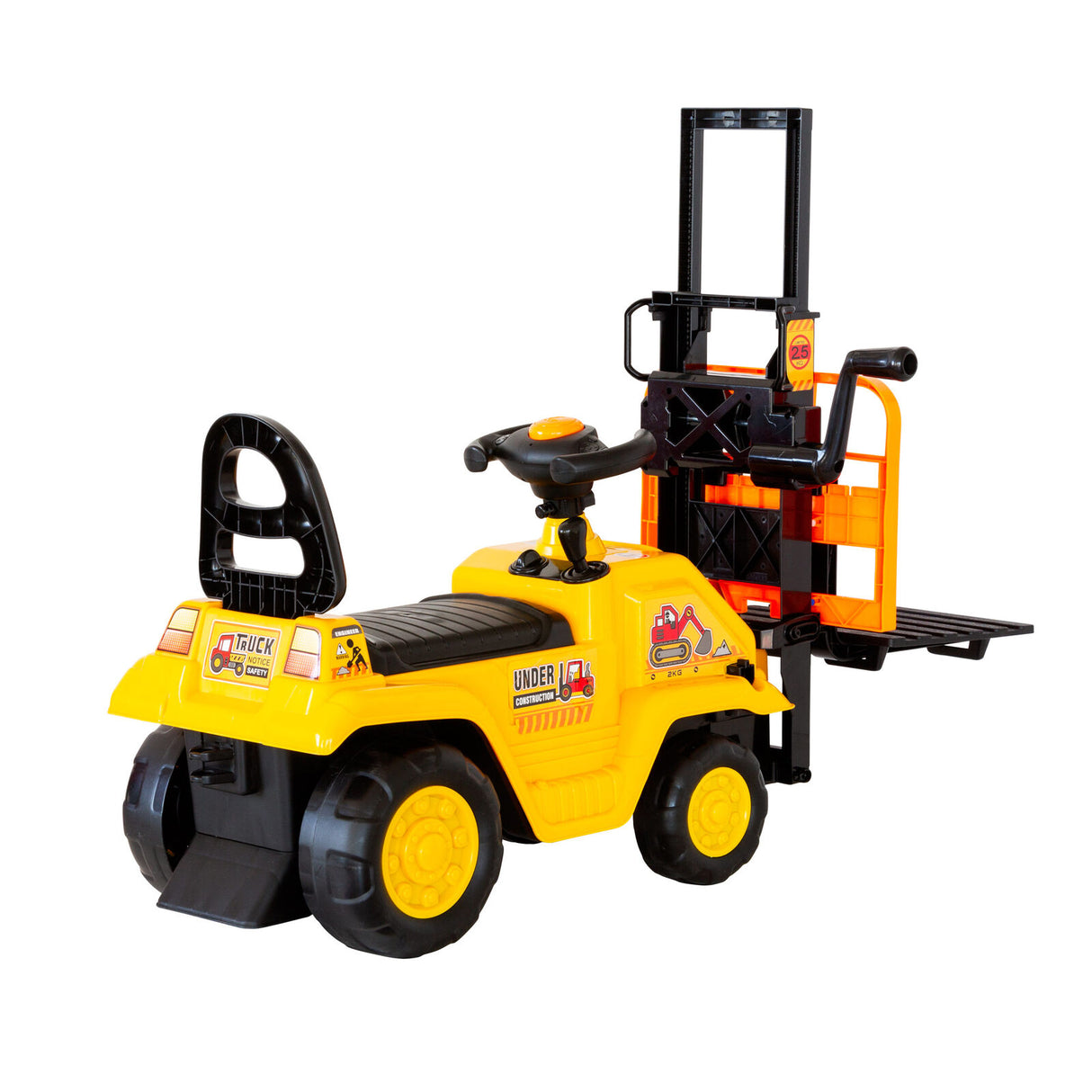 Kids Ride On Forklift with Working Mast Lift and Pallet Yellow