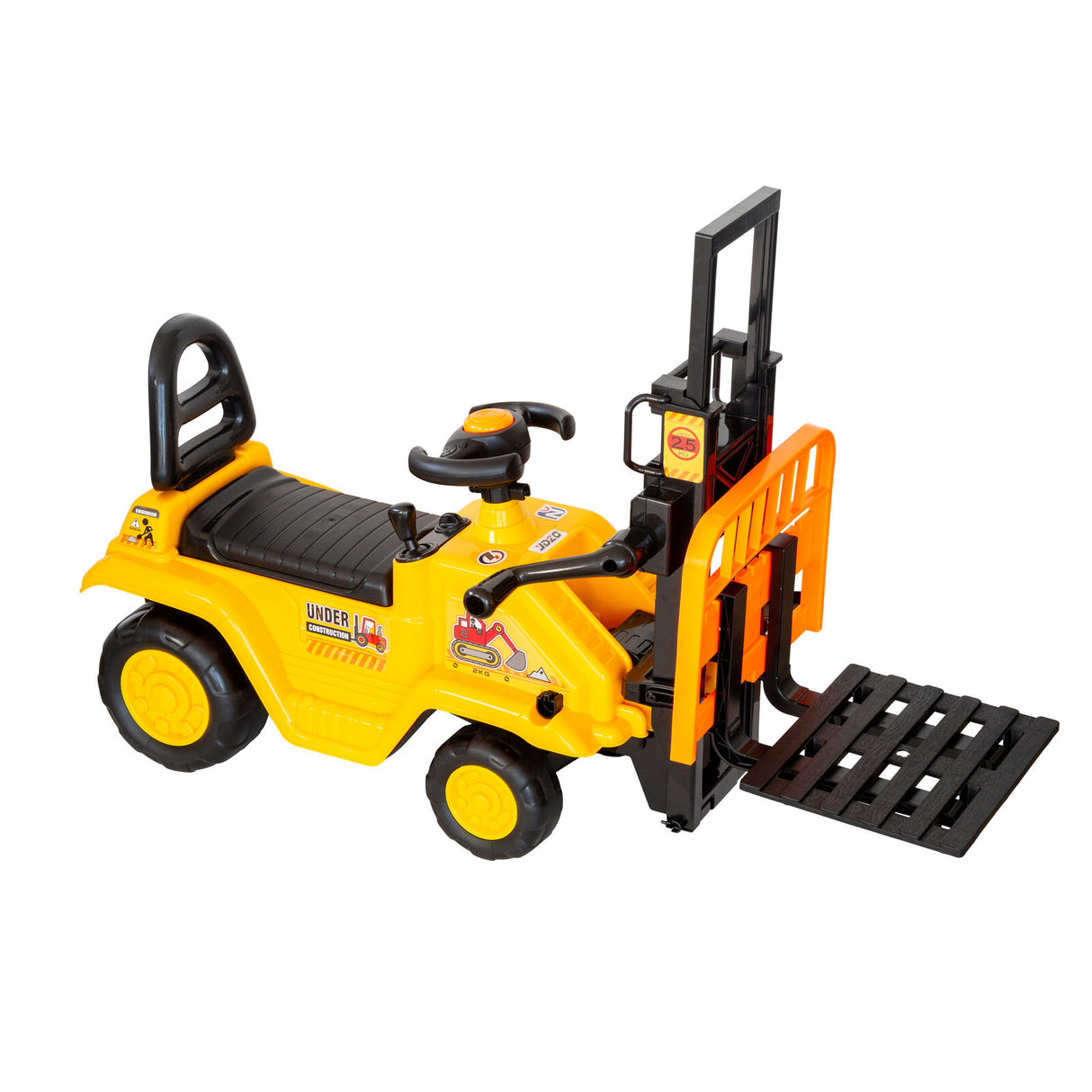 Kids Ride On Forklift with Working Mast Lift and Pallet Yellow