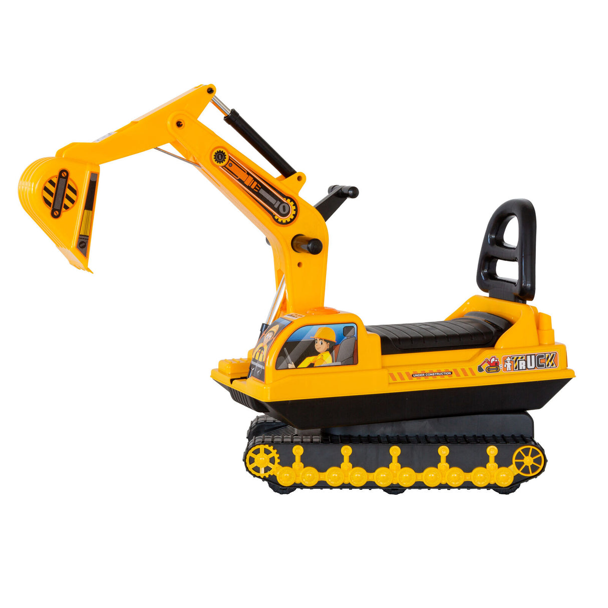 Kids Ride On Excavator Digger with Working Arm Yellow