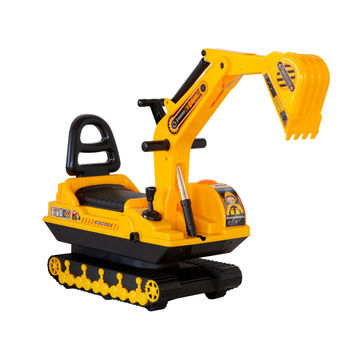 Kids Ride On Excavator Digger with Working Arm Yellow