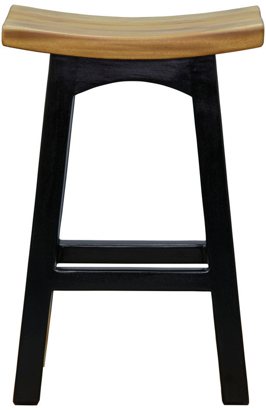 Inverloch solid mahogany timber counter stool in black caramel finish in a kitchen