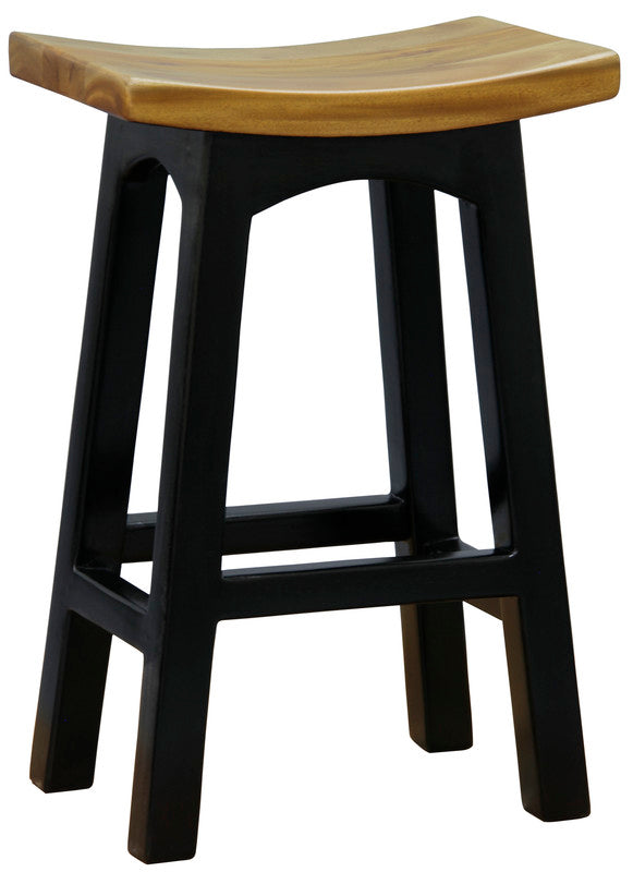 Inverloch solid mahogany timber counter stool in black caramel finish in a kitchen