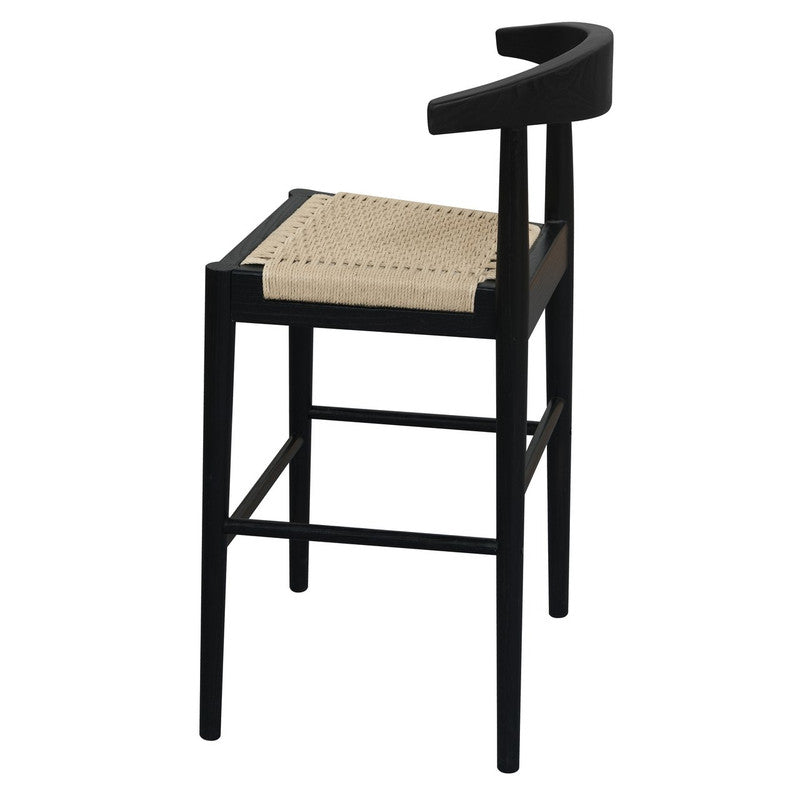 Arden black loom counter stool at kitchen island — Allure Home Collections