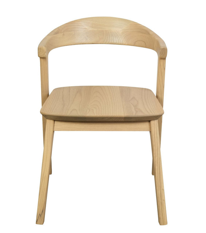Freeling natural solid oak dining chair with curved back