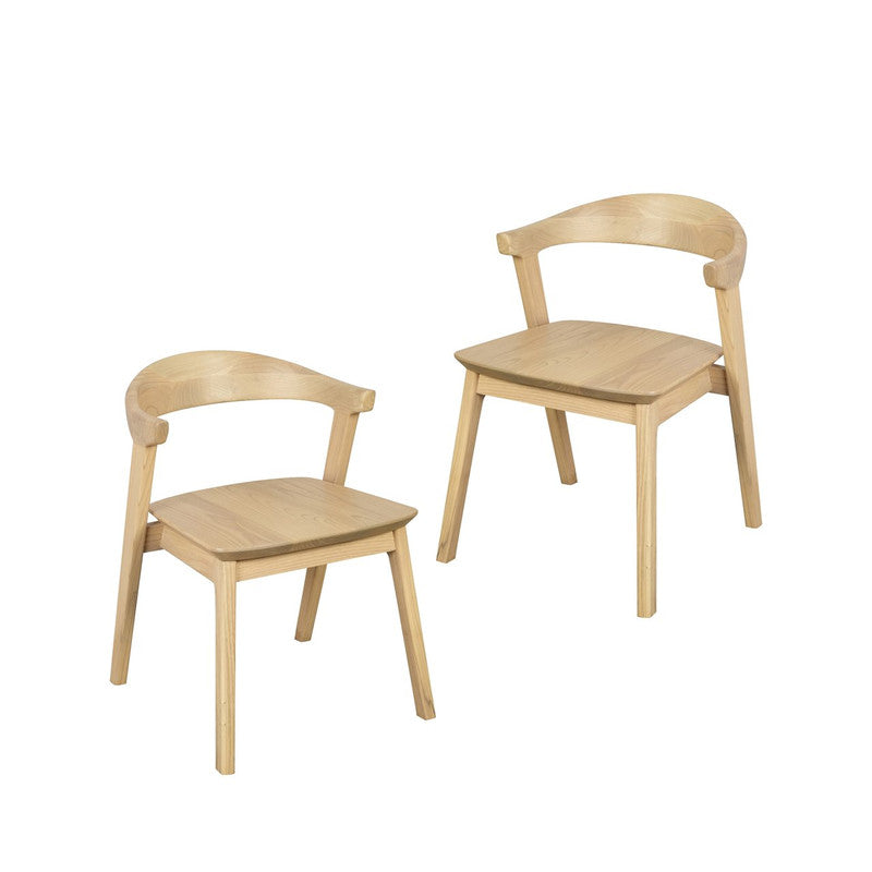 Freeling natural solid oak dining chair with curved back