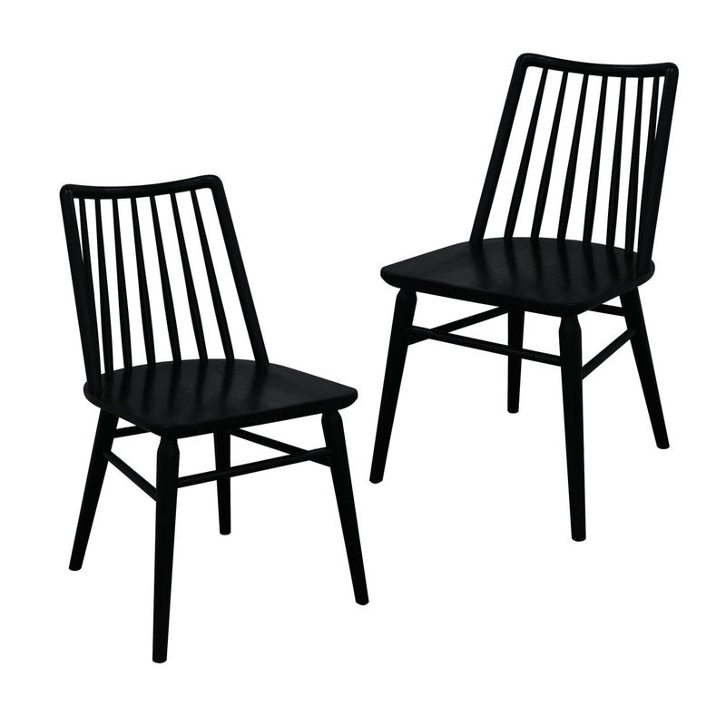 Dorrien black solid oak dining chair in a modern dining room
