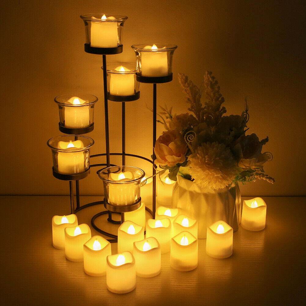 48-Pack Flameless LED Tea Light Candles — Battery Powered with On/Off Switch — Allure Home Collections