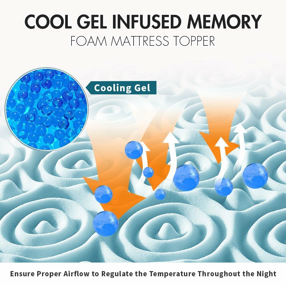 8cm 7-Zone Cool Gel Memory Foam Mattress Topper — Medium Firm — Allure Home Collections