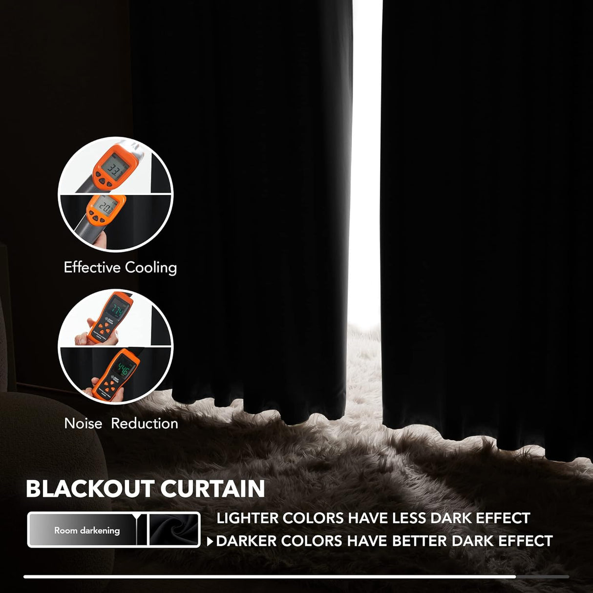 Premium 3-Layer Blockout Eyelet Curtains — Pair 132 x 114cm — Allure Home Collections