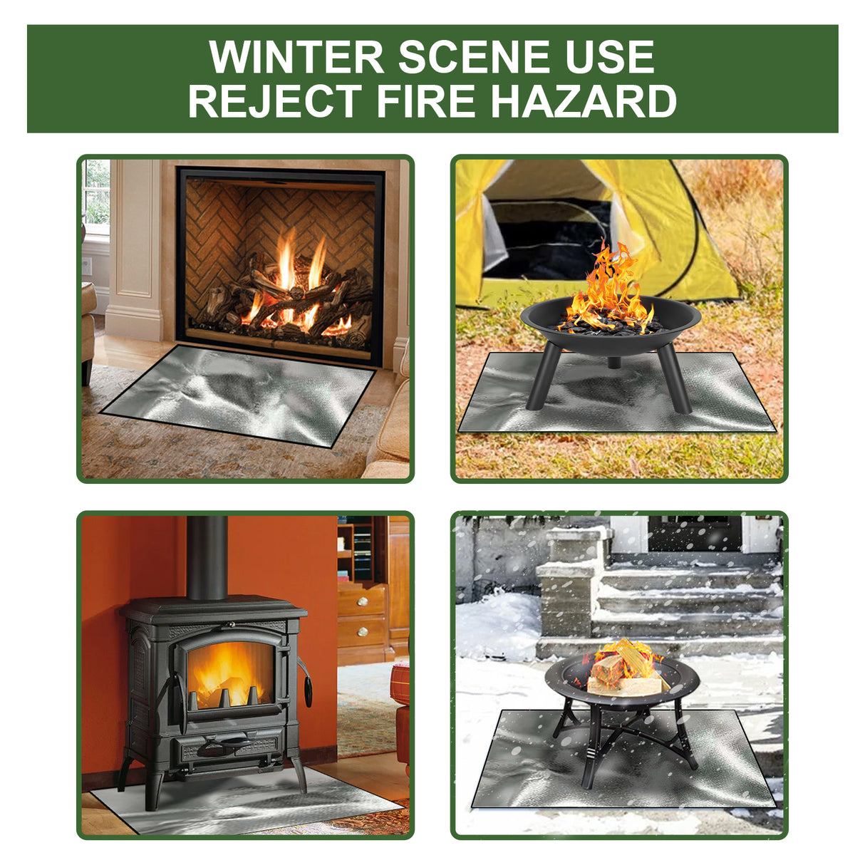 Fireproof BBQ Grill Protective Mat, silver, product view
