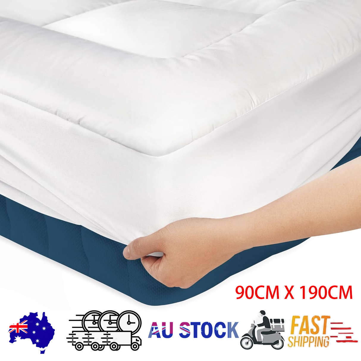 Allure Luxury Bamboo Charcoal Pillowtop Mattress Topper — Single, Hypoallergenic — Allure Home Collections