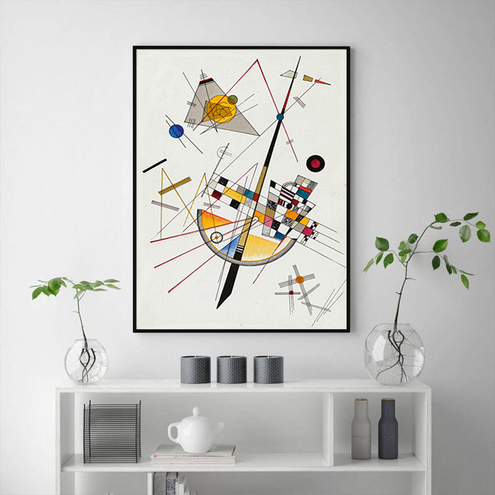 Delicate Tension framed canvas print styled on a wall in a living room setting