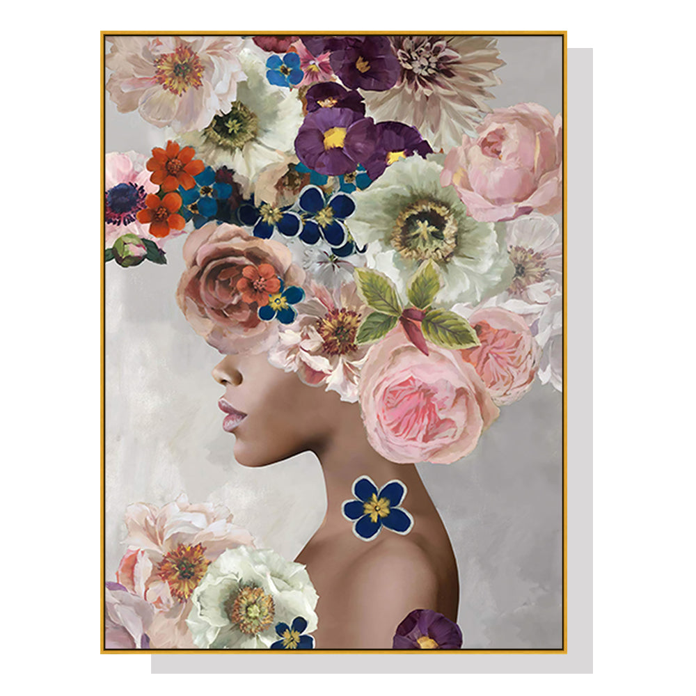 Foolish In Love II canvas wall art 70 x 100 cm in a gold floating frame