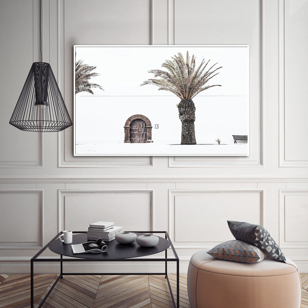 Detail of the palm frond artwork printed on premium canvas
