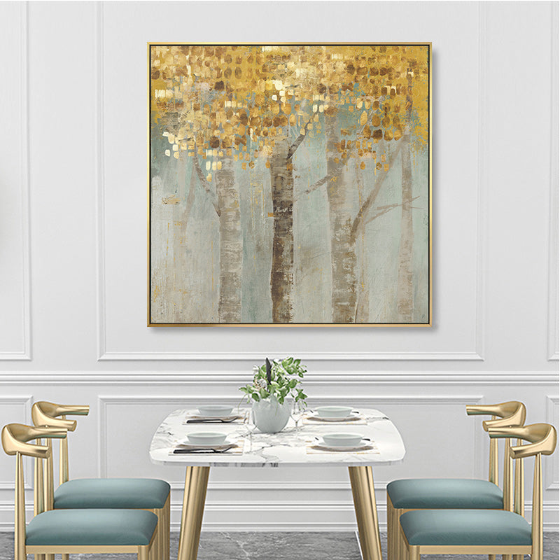 Detail of the golden leaf artwork printed on premium canvas