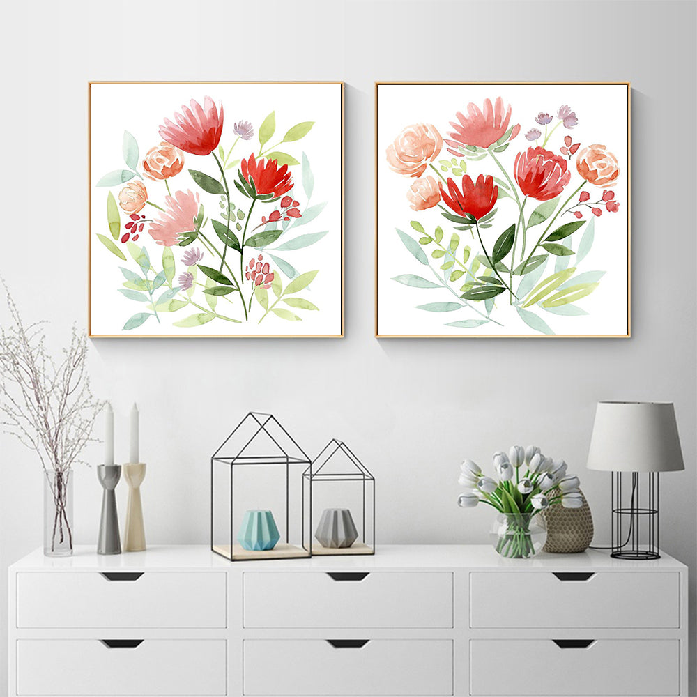 Florals — Gold-Framed 2-Panel Canvas Set, Australian-Made — Allure Home Collections