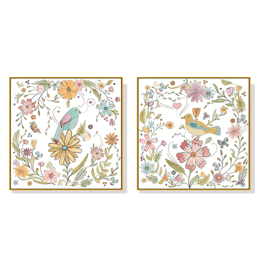 Floral Birds — Australian-Made Canvas Print for Living Rooms — Allure Home Collections