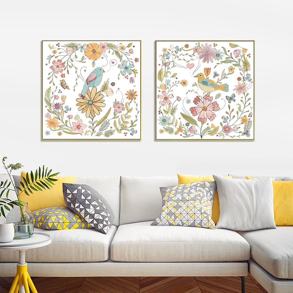 Floral Birds — Australian-Made Canvas Print for Living Rooms — Allure Home Collections