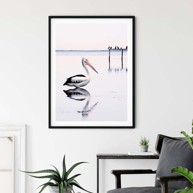 Close up of the black floating frame and gallery wrapped canvas edge