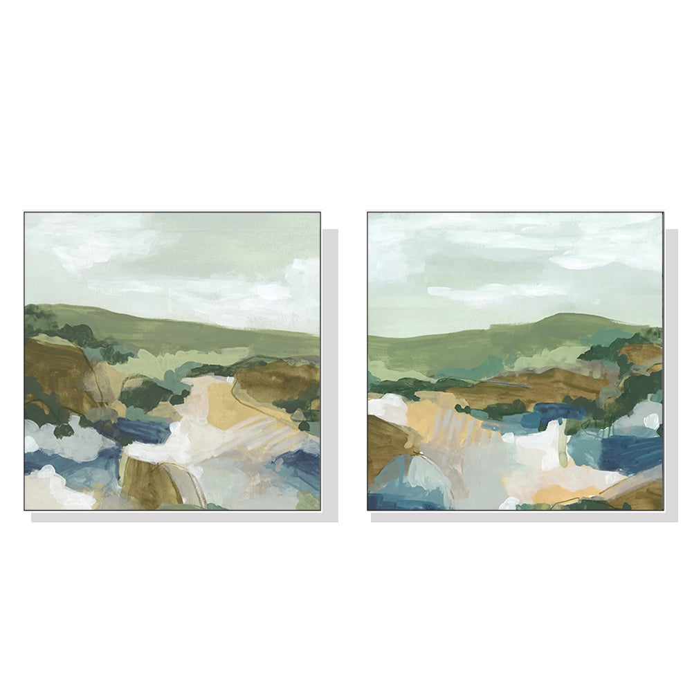 Abstract Landscape — White-Framed 2-Panel Canvas Set — Allure Home Collections