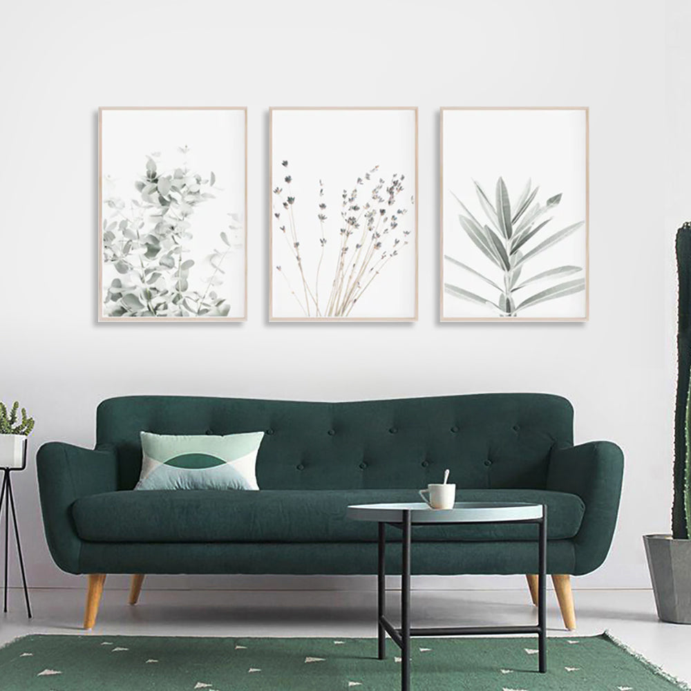 Lavender and Eucalyptus — Wood-Framed 3-Panel Canvas Set — Allure Home Collections