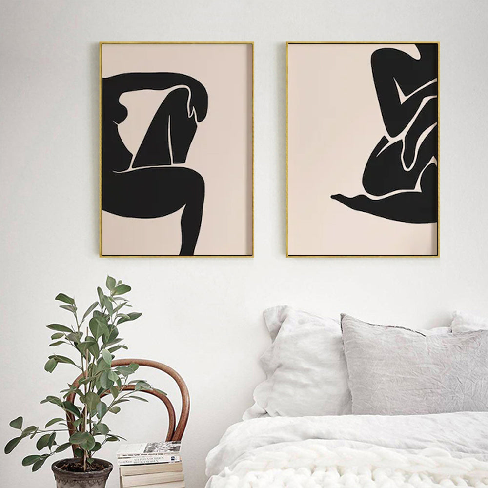 Female Figure — Gold-Framed 2-Panel Canvas Set — Allure Home Collections