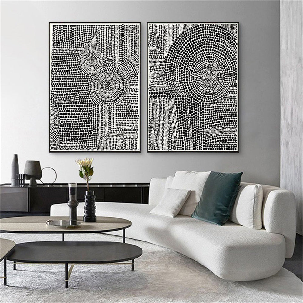 Clustered Dots — Framed 2-Panel Modern Abstract Canvas Set — Allure Home Collections