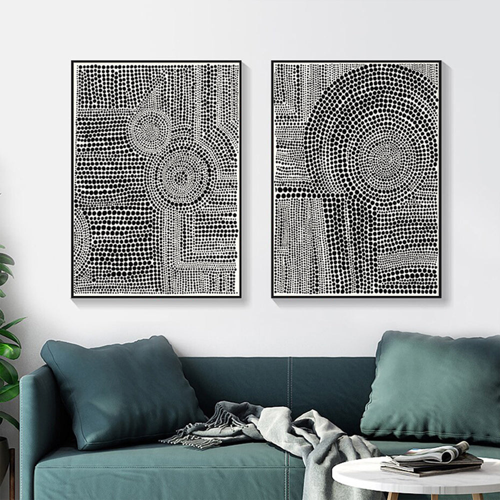Clustered Dots — Framed 2-Panel Modern Abstract Canvas Set — Allure Home Collections