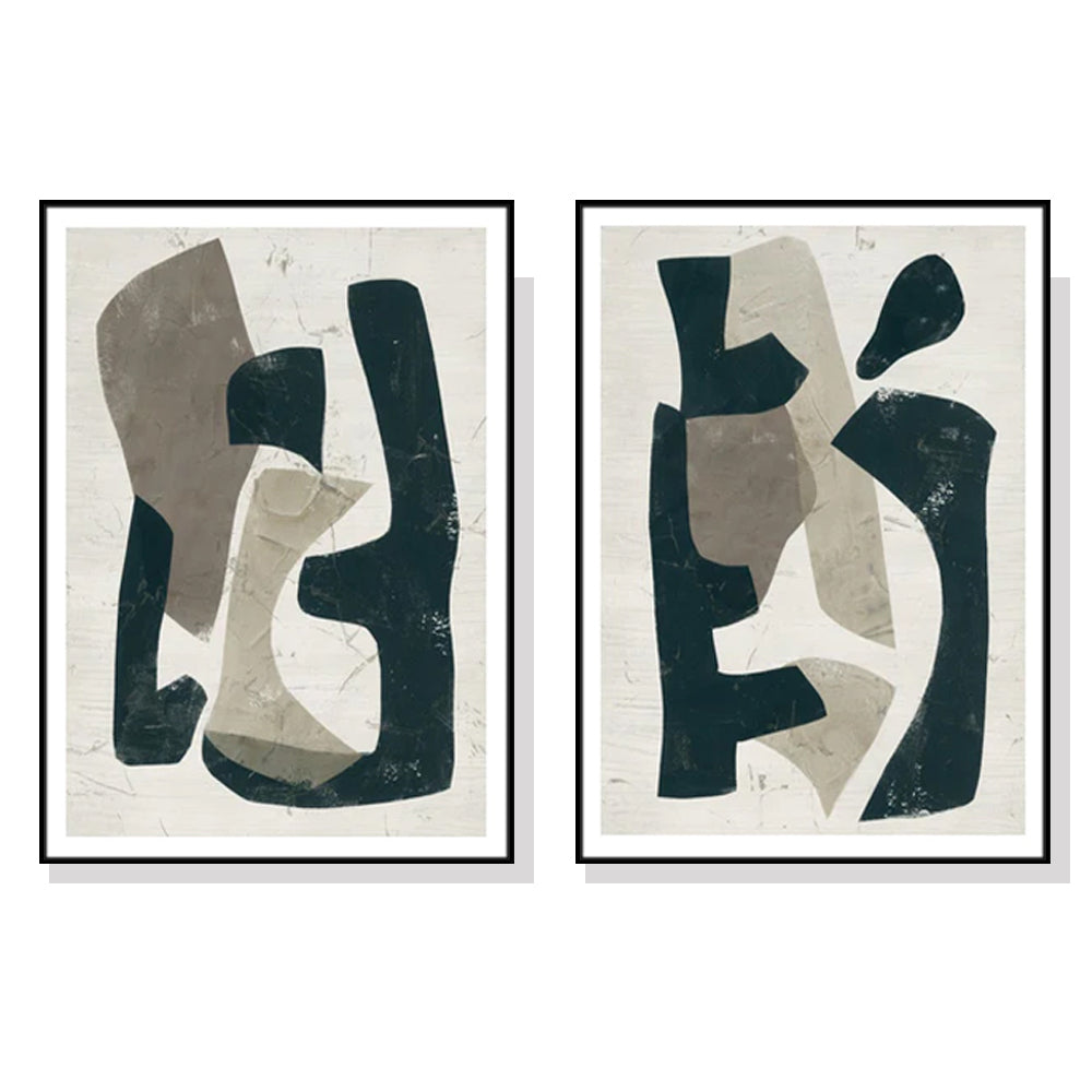 Abstract Puzzle — Black-Framed 2-Panel Canvas Set — Allure Home Collections