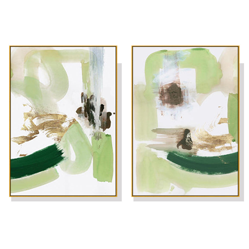 Abstract Green Mint — Gold-Framed Canvas Print — Allure Home Collections