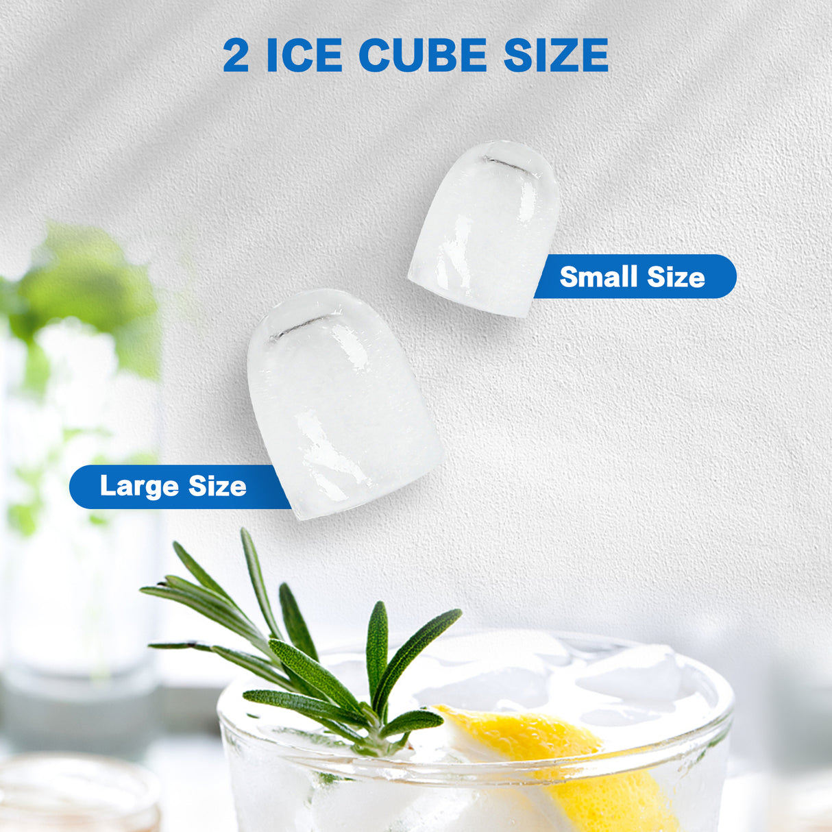 Portable ice maker with carry handle on a home bar counter