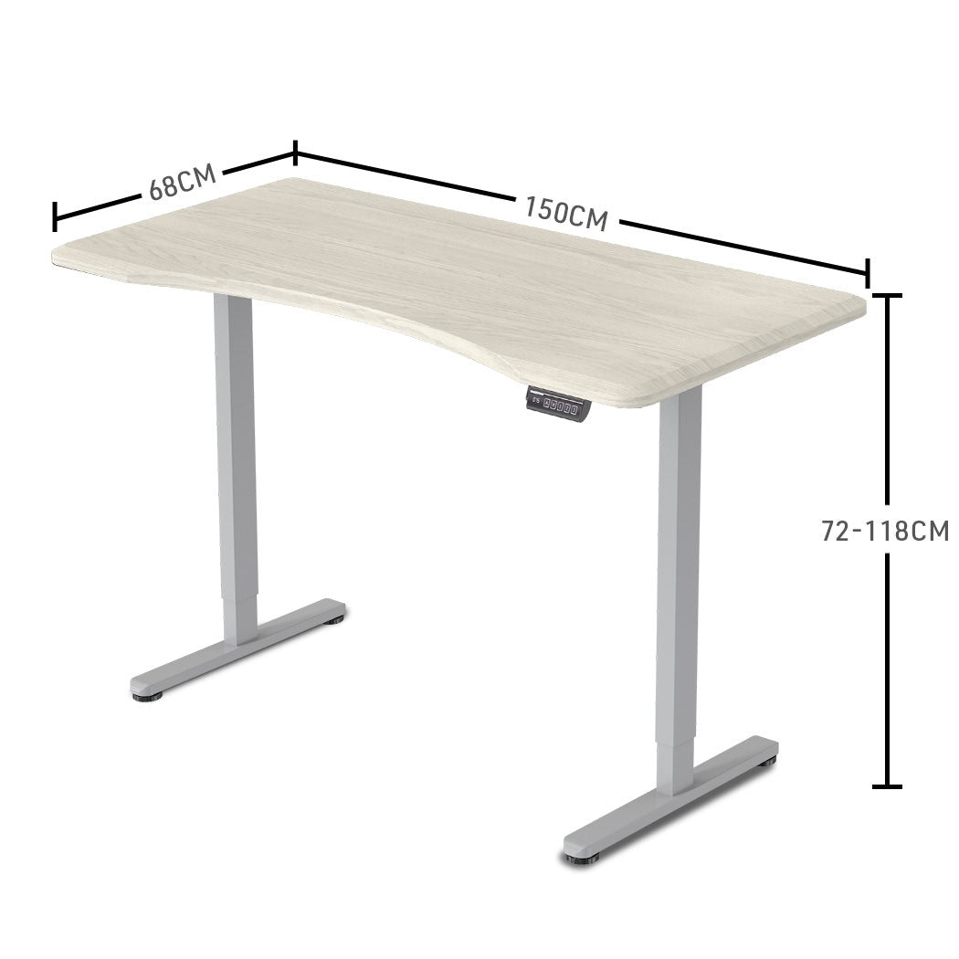 FORTIA Electric Sit-Stand Desk 150 x 68cm White or White Oak — Allure Home Collections
