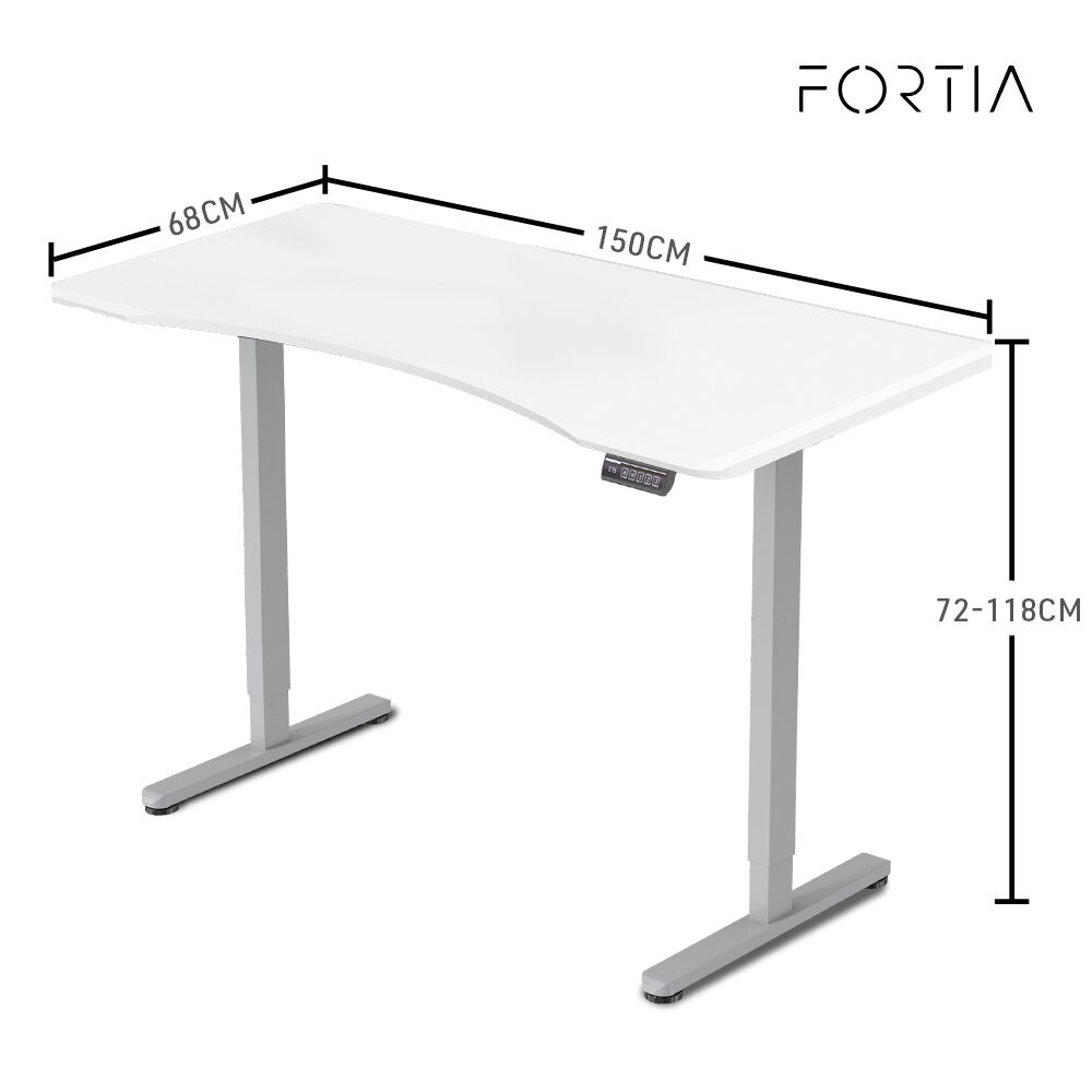 FORTIA Electric Sit-Stand Desk 150 x 68cm White or White Oak — Allure Home Collections