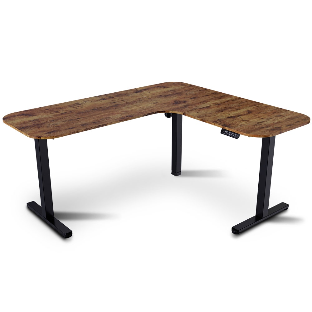 Narrabundah walnut corner standing desk in a home office