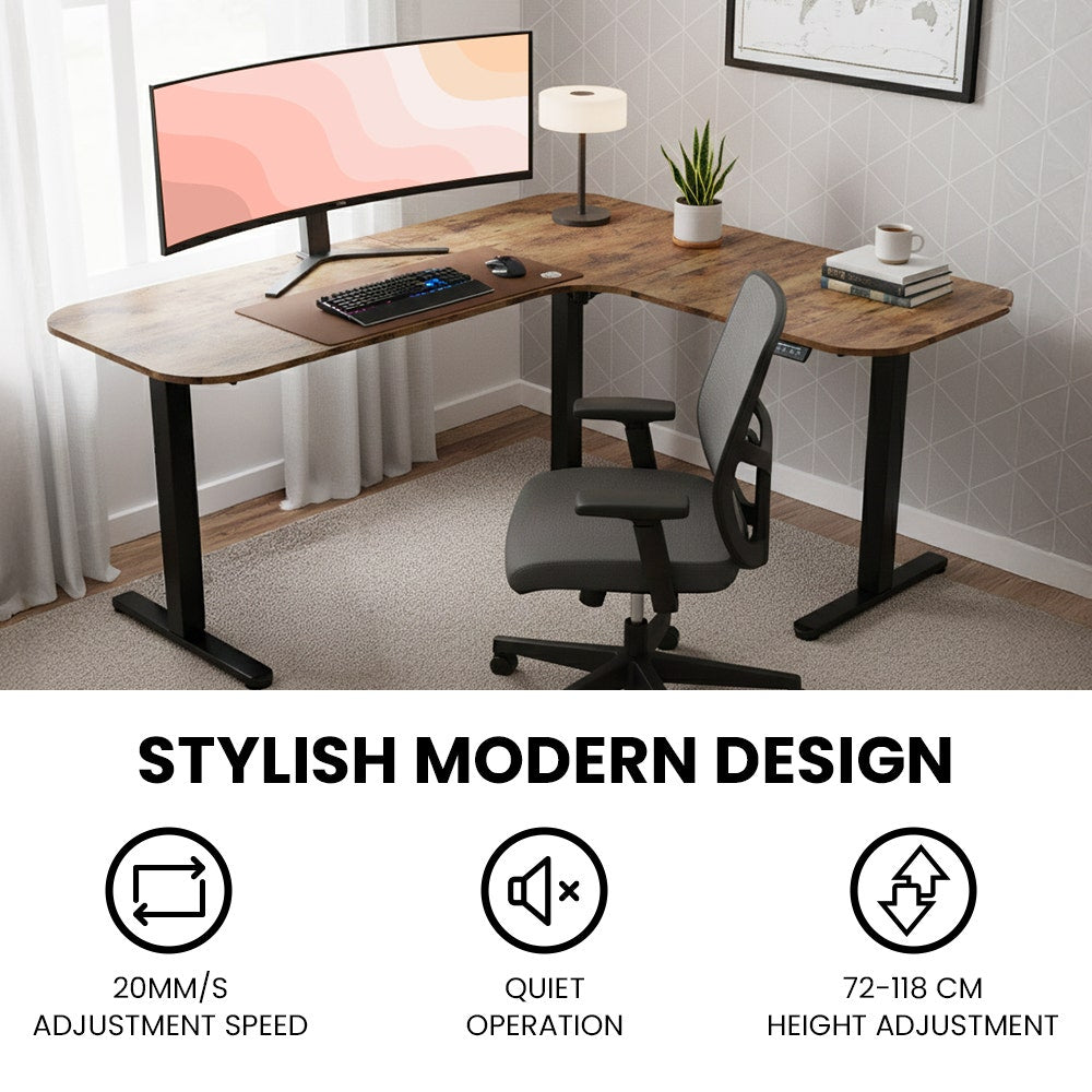 Narrabundah walnut corner standing desk in a home office