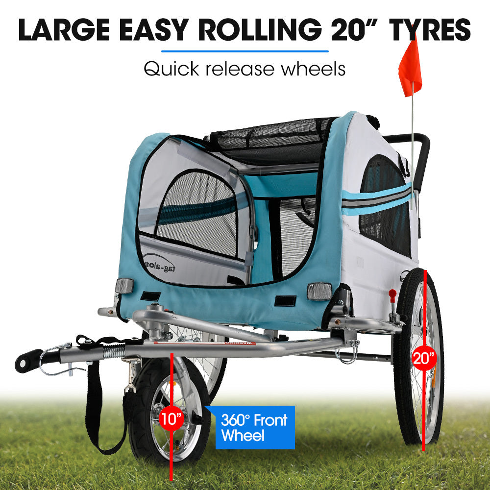 Ninove Convertible Pet and Cargo Bike Trailer Stroller, 40kg, Blue