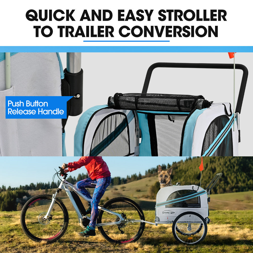 Ninove Convertible Pet and Cargo Bike Trailer Stroller, 40kg, Blue