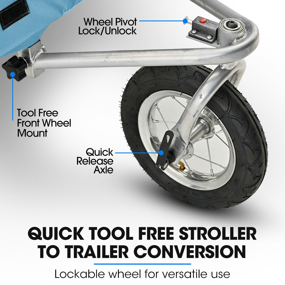 Ninove Convertible Pet and Cargo Bike Trailer Stroller, 40kg, Blue