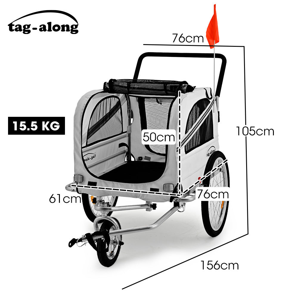 Ninove Convertible Pet and Cargo Bike Trailer Stroller, 40kg, Grey