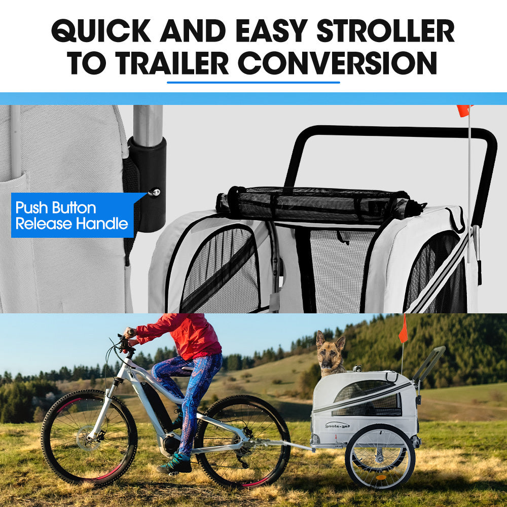 Ninove Convertible Pet and Cargo Bike Trailer Stroller, 40kg, Grey